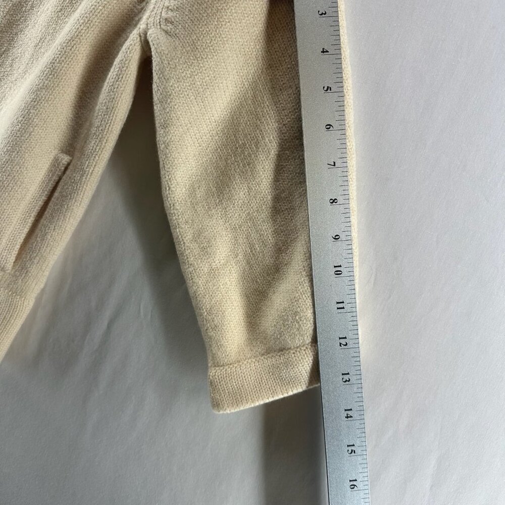 AKRIS Punto Sweater Size 10 Wool Knit Full Zip Cardigan Pockets 3/4 Sleeve Ivory - Picture 9 of 14